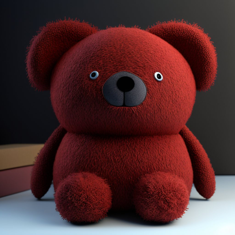 Red plush bear prototype sample made from a client mascot design